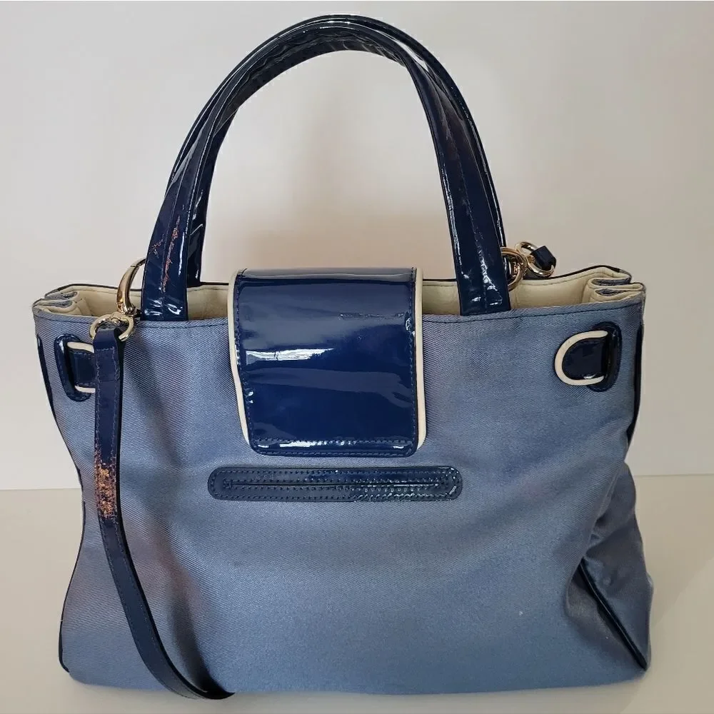 My Flat In London Ashby Small Handheld Blue Satchel